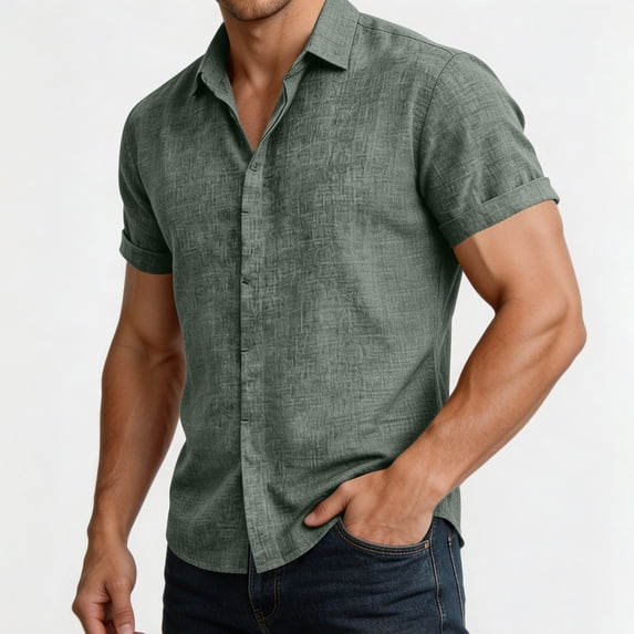 CHUMUD Shirts for Men Summer Button Down Turn Down Collar Shirt Short Sleeve Casual Tops