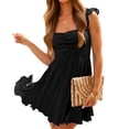 thumbnail image 1 of CHUMUD Short Dresses for Women Stretch Ruffle Sleeveless Square Neck Flowy A Line Mini Dress Summer Outfits, 1 of 6