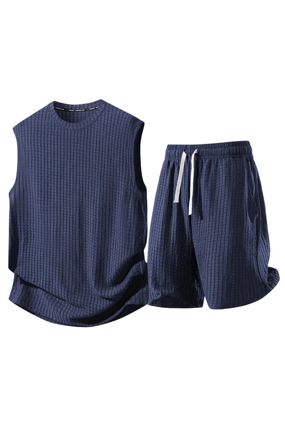 Shorts Sets for Men 2 Piece Outfits Summer Matching Set Sleeveless Tank Top Drawstring Shorts Set Casual Athletic Tracksuits