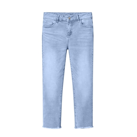 CHUMUD Skinny Jeans for Women Slim Leg Trendy Denim Pants Mid Rise Stretchy Brushed Hem Capri Pants