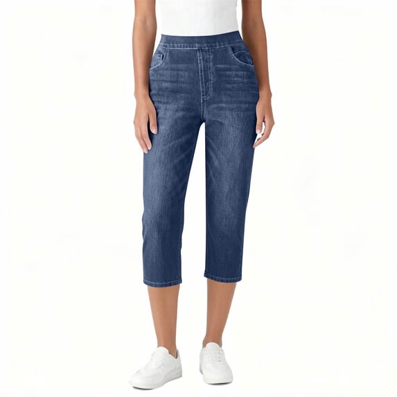 CHUMUD Skinny Jeans for Women Trendy Slim Leg Denim Pants Stretchy Pull on Capri Pants