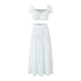 thumbnail image 1 of CHUMUD Skirt Sets for Women 2 Piece Outfits Boho Summer Matching Set White Crop Top A-Line Maxi Skirts Casual Vacation, 1 of 7