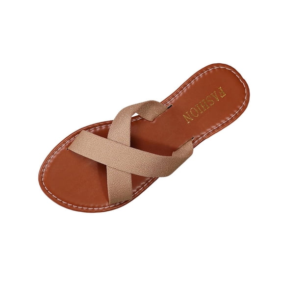 CHUMUD Slippers for Women Outdoor Crisscross Strap Flat Slide Sandals, Casual Open Toe Slip-On Slippers, Lightweight Summer Beach Sandals