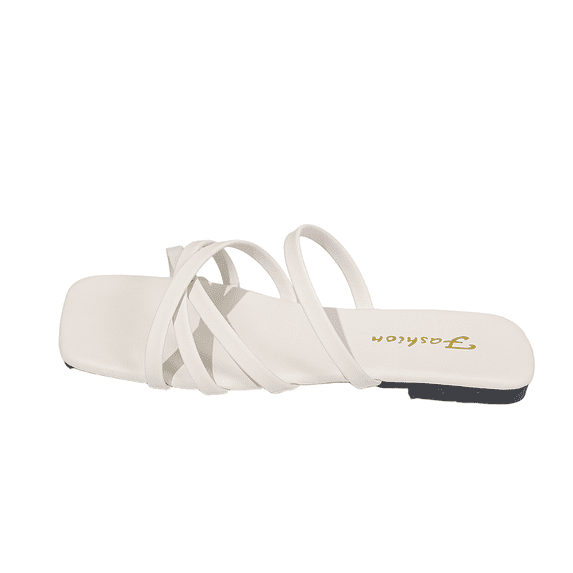 CHUMUD Slippers for Women Outdoor Multi-Strap Square Toe Flat Sandals, Casual Open Toe Slip-On Slippers, Summer Beach Sandals Vacation