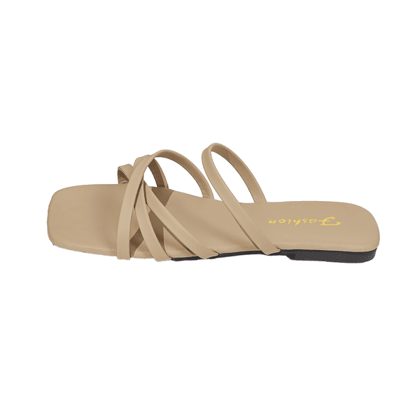 CHUMUD Slippers for Women Outdoor Multi-Strap Square Toe Flat Sandals, Casual Open Toe Slip-On Slippers, Summer Beach Sandals Vacation