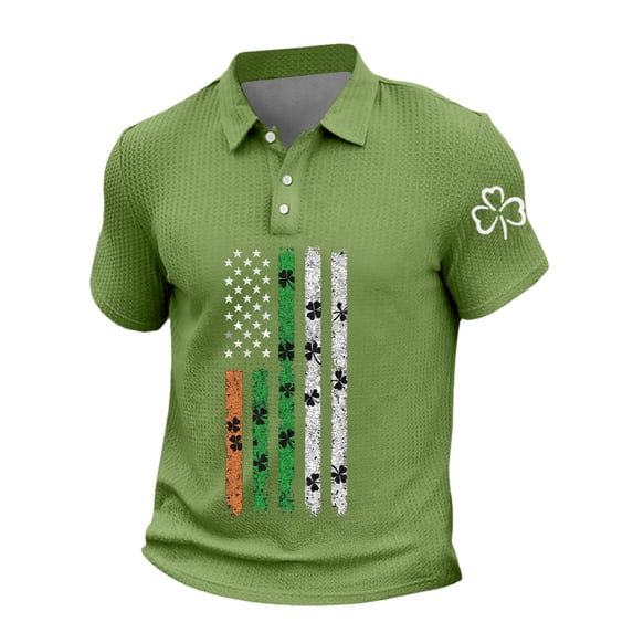 CHUMUD St.Patricks Day Shirts for Men Short Sleeve Moisture Wicking Shirts Golf Tennis Daily Casual Collared T-Shirt