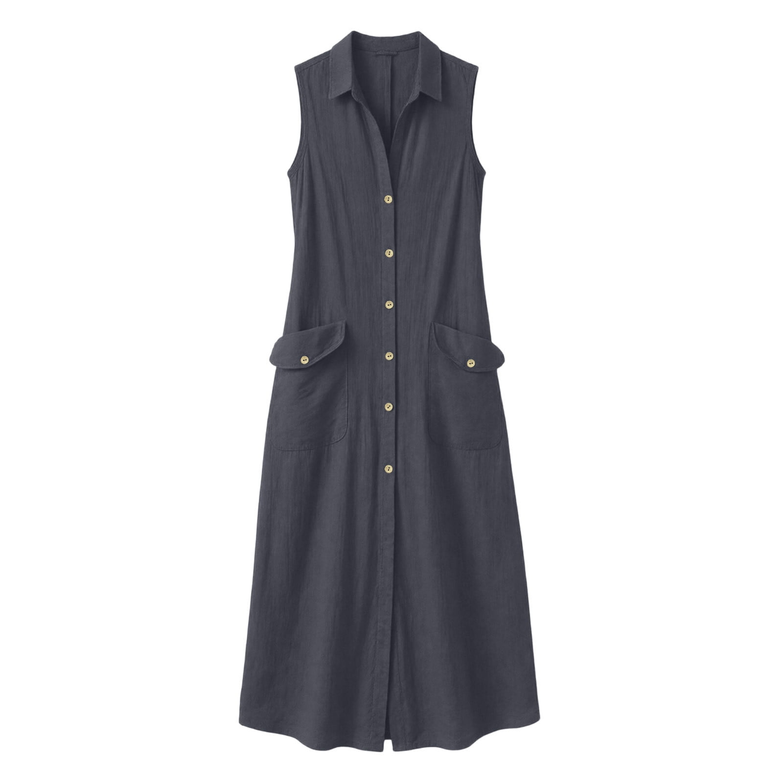 Lefeme Mock Neck Linen Dress Chocolate main image 1