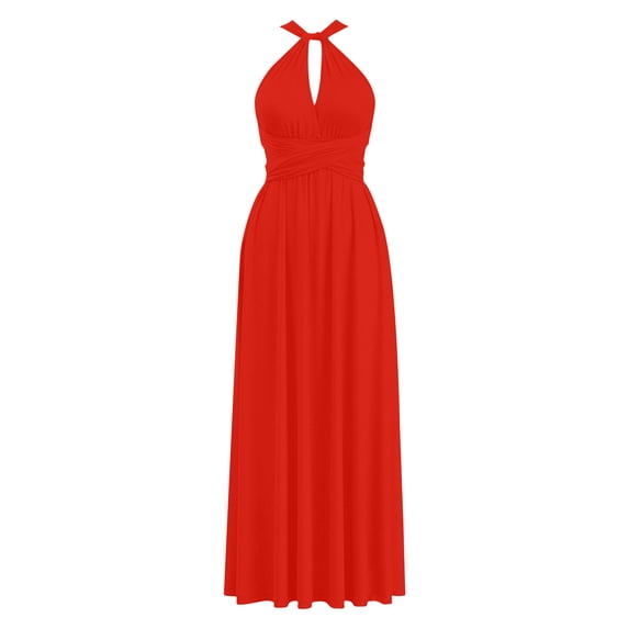 CHUMUD Summer Dresses for Women Sleeveless Maxi Dress V-Neck Tank Dress Backless Tie Waist Sundress Travel Vacation