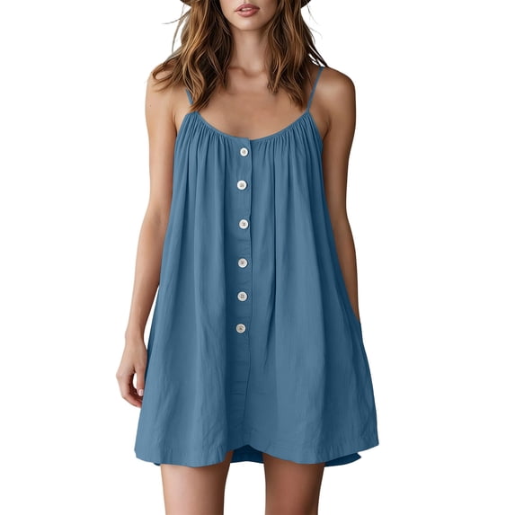 CHUMUD Summer Dresses for Women Spaghetti Strap Mini Dress with Front ...