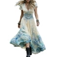 thumbnail image 1 of CHUMUD Summer Maxi Dress for Women Boho Vintage Short Sleeve Deep V Neck Long Dresses Floral Flowy Casual Dress Vacation (Avail for Plus Size), 1 of 5