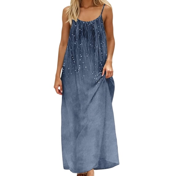 CHUMUD Summer Maxi Dress for Women Hawaiian Sleeveless Cami Backless Long Dresses Beach Vacation Casual Sundress