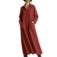 thumbnail image 1 of CHUMUD Summer Maxi Dress for Women Long Sleeve Collared Shirtdress with Pockets Loose Casual, 1 of 3