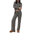thumbnail image 1 of CHUMUD Two Piece Sets for Women Pants Set Summer Vacation Outfits Long Sleeve Button Tops Trousers Lounge Matching Sets Striped Fashion Clothes Casual Going Out, 1 of 6