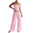 thumbnail image 1 of CHUMUD Two Piece Sets for Women Petite Wide Leg Pants Set Summer Outfits Sleeveless Spaghetti Strap Cami Top Trousers Lounge Matching Sets Casual Gym Workout Running, 1 of 9