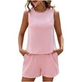 thumbnail image 1 of CHUMUD Two Piece Sets for Women Summer Outfits Lounge Sets Sleeveless Crew Neck Tank Tops Shorts with Pockets Ribbed Cotton Set Casual Vacation Travel, 1 of 6