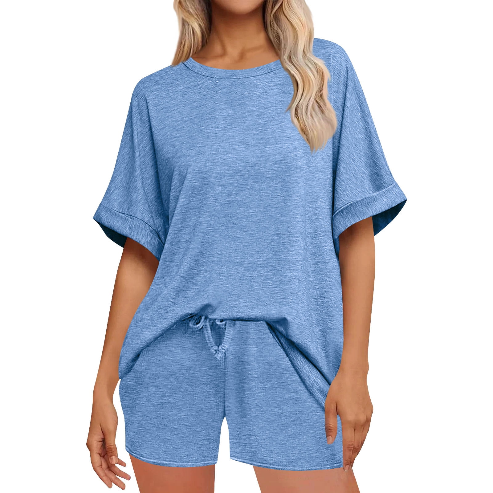 CHUMUD Two Piece Sets for Women Petite Summer Outfits Roll on Short ...