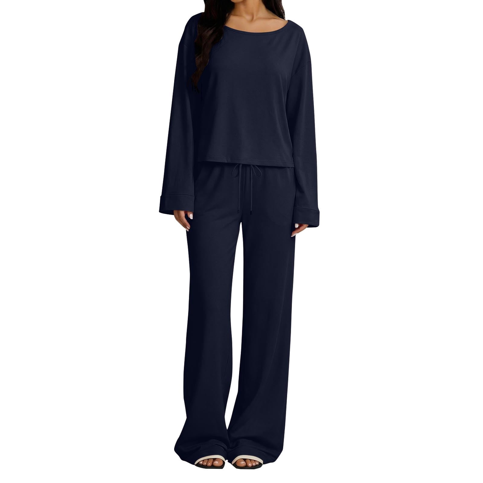 CHUMUD Two Piece Sets for Women Petite Wide Leg Pants Set Summer ...