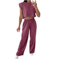 thumbnail image 1 of CHUMUD Two Piece Sets for Women Petite Wide Leg Pants Set Summer Outfits Sleeveless Crew Neck Crop Tops Trousers Matching Sets Casual Going Out, 1 of 9