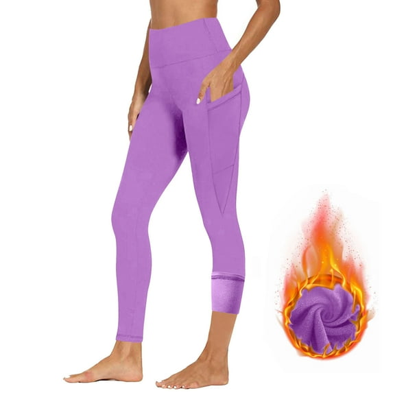 CHUMUD Women Fleece Lined Leggings High Waisted with Pockets Thermal Winter Yoga Pants for Workout Running