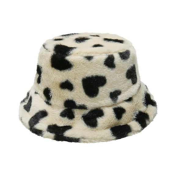 CHUMUD Women Heart Lamb Wool Hats Hip Hop Style Bucket Cap Warm Fisherman Hat for Outdoor Travel Fits