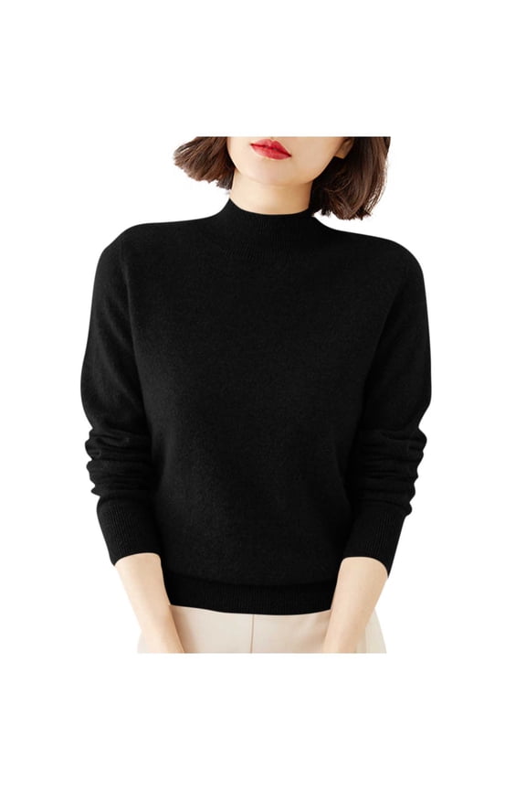 Women Mock Neck Sweater Business Casual Work Pullover Sweater Long Sleeve Basic Knitted Pullover First-Line Ready to Wear