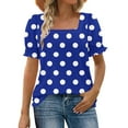 thumbnail image 1 of CHUMUD Women Short Sleeve Tops Polka Dots Square Neck Ruffle Trim Sleeve T Shirts Trendy Summer Loose Fit, 1 of 7