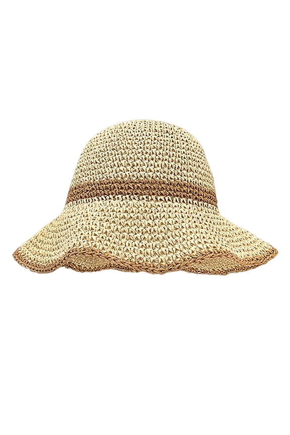 Women Summer Straw Beach Sun Hats UV Floppy Wide Brim Travel Bucket Hat Foldable Packable