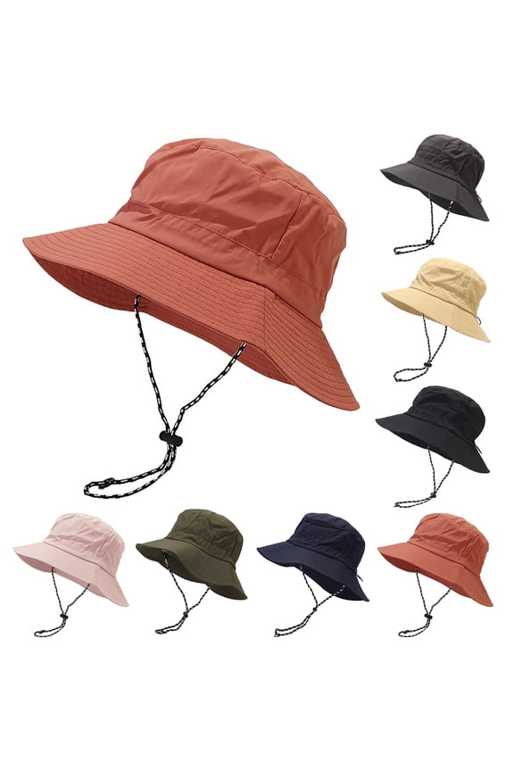 Women Waterproof Bucket Rain Hat with Chin Strap Quick Dry Packable Boonie Sun Hat Safari Hat UV Protection