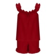 thumbnail image 1 of CHUMUD Women's 2 Piece Ruffled Pajama Set – Cute Pjs Sets Sleeveless Frill Strap Tank Top & Drawstring Ruffle Hem Shorts, Soft Loungewear Sleepwear, 1 of 7