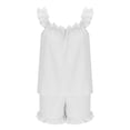 thumbnail image 1 of CHUMUD Women's 2 Piece Ruffled Pajama Set – Cute Pjs Sets Sleeveless Frill Strap Tank Top & Drawstring Ruffle Hem Shorts, Soft Loungewear Sleepwear, 1 of 7