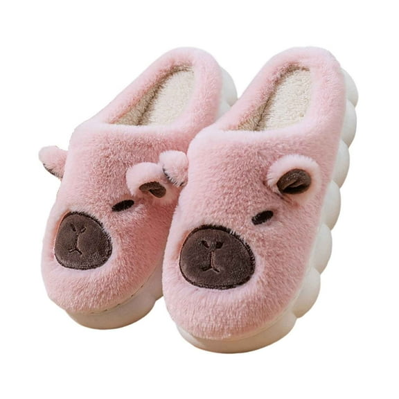 CHUMUD Women's Capybara Slippers - Warm Plush House Shoes with Thickened Non-Slip Soles, Cute Animal Indoor Slippers, Lovely Holiday Gift