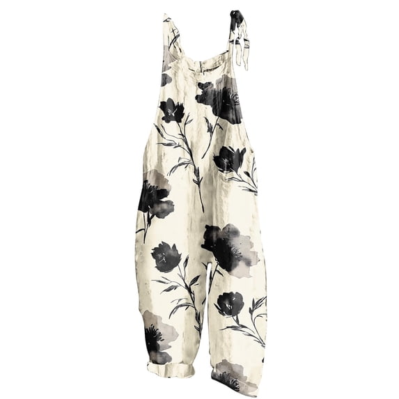 CHUMUD Women's Casual Jumpsuits Comfy Tie Strap Wide Leg Loose Fit Overalls Baggy Rompers with Pockets