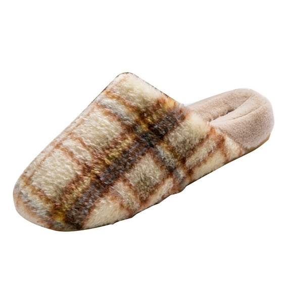 CHUMUD Women's Checkered Cozy Memory Foam Scuff Slippers Casual Slip On Winter Warm House Shoes Bedroom Silent Slippers
