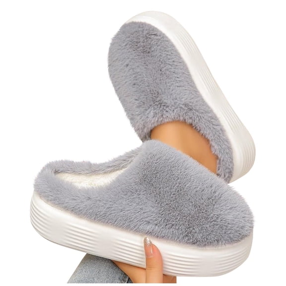 CHUMUD Women's Cloud-Comfort Platform Slippers - Ultra Plush & Grippy Sole, Cozy Fleece Lined Indoor Slides for Winter