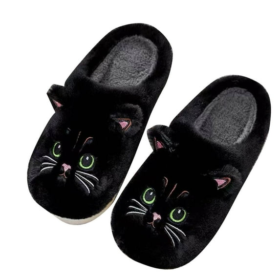 CHUMUD Women's Cute Animal Plush Slippers, Soft and Comfortable Home Slippers, Winter Indoor Warm Bedroom Cat Girl Plush Slippers