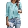thumbnail image 1 of CHUMUD Women's Dressy Business Casual Tops, Crew Neck Pleated Long Sleeve Shirts, Office Work Blouses, Spring Fall Outfits, 1 of 5