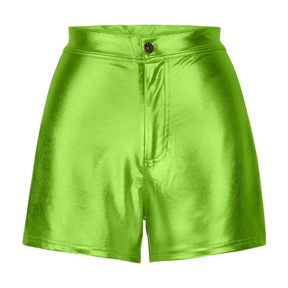 CHUMUD Women's Faux Leather Rave Shorts High Waisted Booty Shorts Stretch Legging Mini Shorts Skinny Club Party Shorts with Pockets