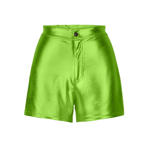 CHUMUD Women's Faux Leather Rave Shorts High Waisted Booty Shorts Stretch Legging Mini Shorts Skinny Club Party Shorts with Pockets