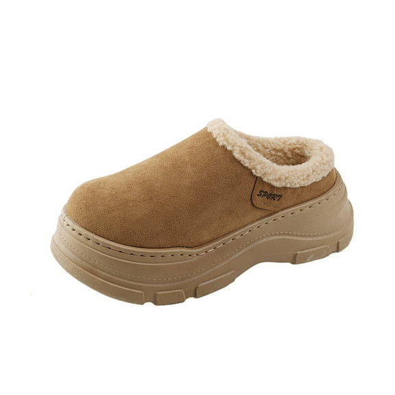 CHUMUD Women's Faux Leather Slippers Thick Sole Slip-Resistant Fuzzy House Shoes Slip-On Flat Shoes Winter Indoor and Outdoor All Day Comfort