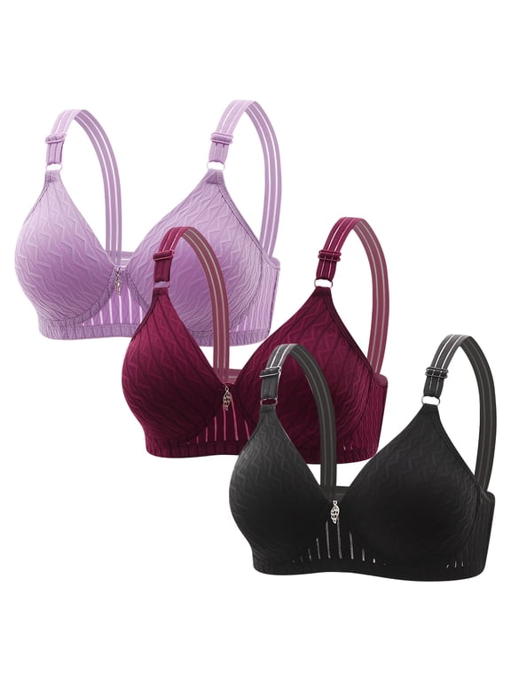 Women's Full Coverage 3 Pack Supportive Adjustable Straps Comfortable T-Shirt Bra