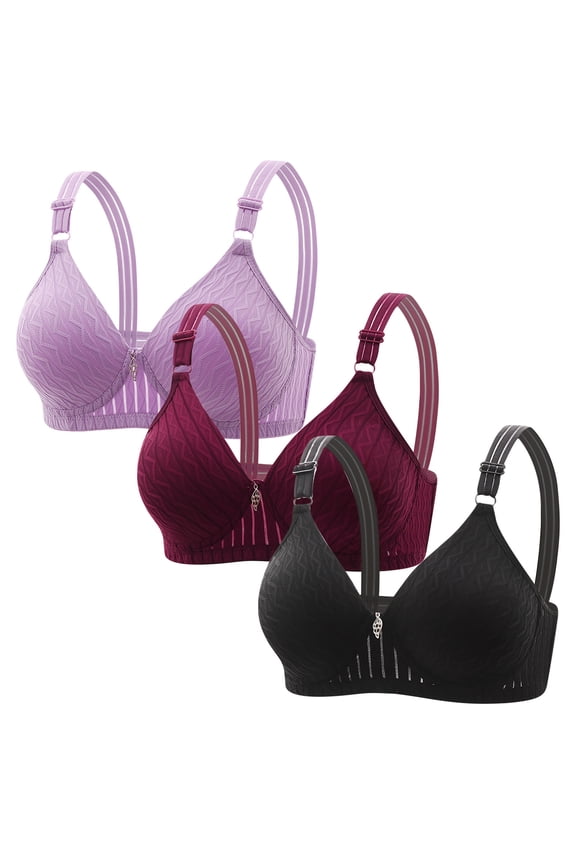 Women's Full Coverage 3 Pack Supportive Adjustable Straps Comfortable T-Shirt Bra