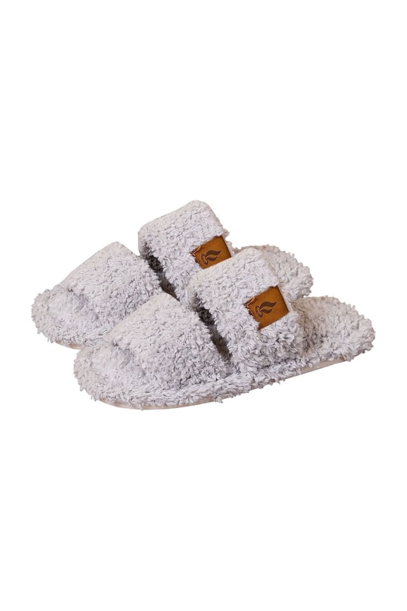 Women's Fuzzy Open-toe Slippers Soft Comfy Memory Foam Indoor House Shoes Washable Bedroom Shoes