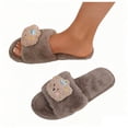 thumbnail image 1 of CHUMUD Women's Open-Toe House Slippers - Bear Print Furry Slides with Durable Sole, Cozy & Cute Indoor Fall Shoes, 1 of 9