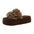 thumbnail image 1 of CHUMUD Women's Open Toe Platform Slippers Shearling-Lined Slip-On Slippers with Buckle Winter Fluffy House Bedroom Shoes, 1 of 7