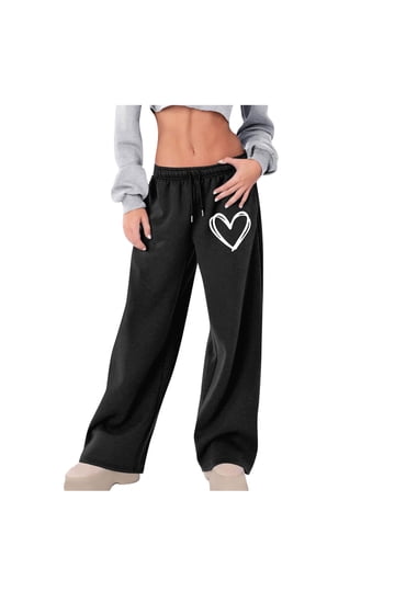 Shop Heart Sweatpants in Black Pink and More Excellent Styles