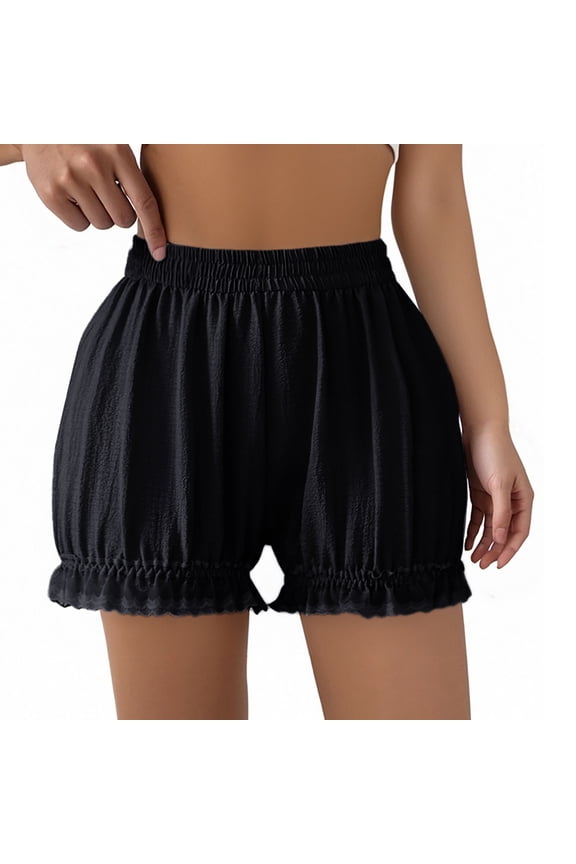 Women's Pajama Shorts Ruffled Pumpkin Bloomers Sleep Lounge Shorts Comfort Pj Bottoms Nightwear