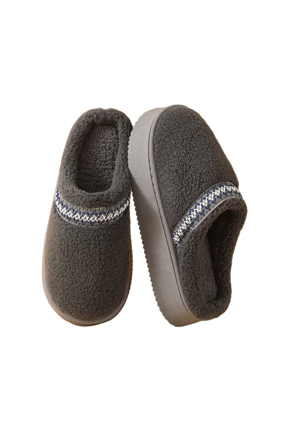 Women's Platform Slippers with Plush Fleece Lining - Braided Fuzzy Mini Boots Slip-On Clogs for Indoor Comfort