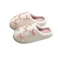 thumbnail image 1 of CHUMUD Women's Plush Cute Ribbon Bow Slippers Fuzzy Memory Foam Indoor House Shoes with Nonslip Sole, 1 of 9