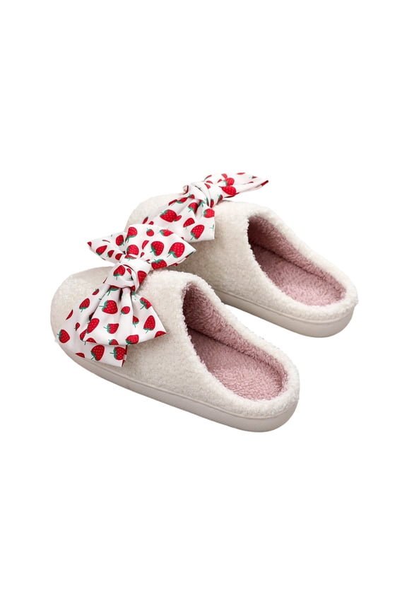 Women's Plush Memory Foam Fluffy Slippers with Thick Bottom Soft Vintage Home Shoes Holiday Slippers Valentine's Day Gifts