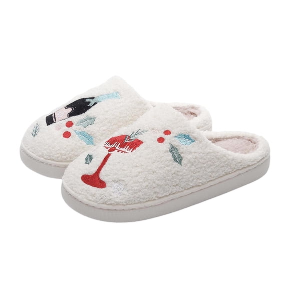 CHUMUD Women's Plush Memory Foam Fluffy Slippers with Thick Bottom Soft Vintage Home Shoes Holiday Slippers Valentine's Day Gifts